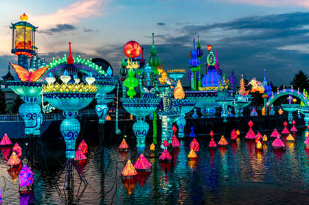 Fantasy landscape of the 4th Summer Holiday Lantern Festival in Changchun, Chinaのeditorial素材