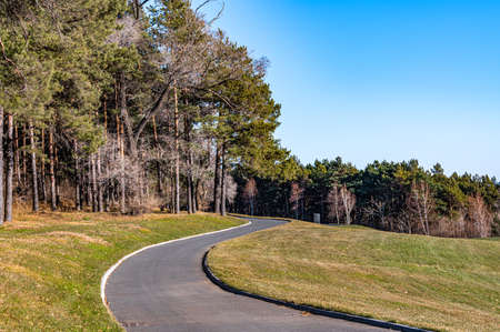 Autumn landscape of Jingyuetan golf course in Changchun, Chinaの写真素材