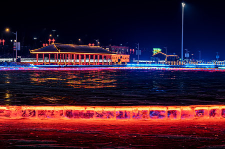 Ice and Snow Landscape in the New World of Ice and Snow in Changchun, Chinaのeditorial素材