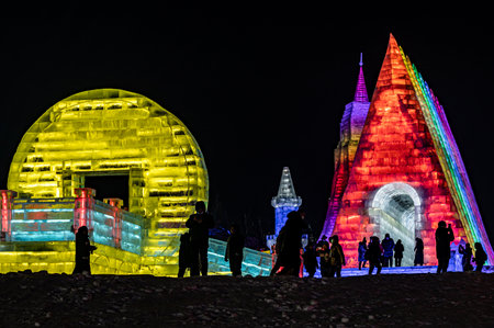 Ice and Snow Landscape in the New World of Ice and Snow in Changchun, Chinaのeditorial素材