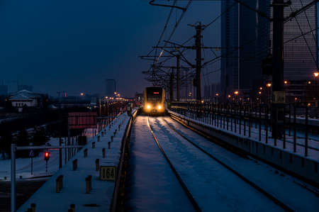 Winter landscape of rail transit in Changchun, Chinaのeditorial素材