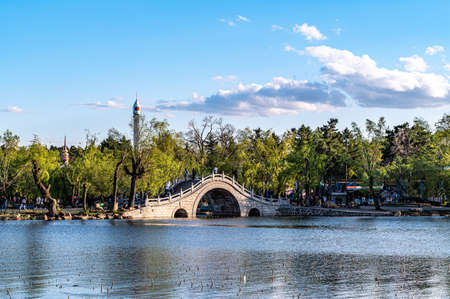 The scenery of Nanhu Park, Changchun, China in springのeditorial素材
