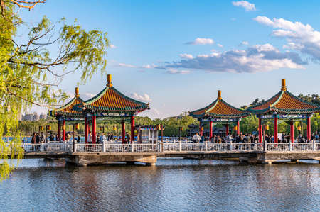 The scenery of Nanhu Park, Changchun, Chinaのeditorial素材