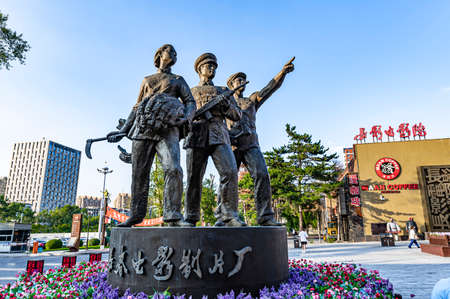 The building and landscape of the museum on the site of the Changchun Film Studio, Chinaのeditorial素材