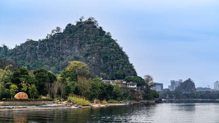Scenery of Xiangshan Scenic Spot in Guilin, Guangxi, Chinaのeditorial素材