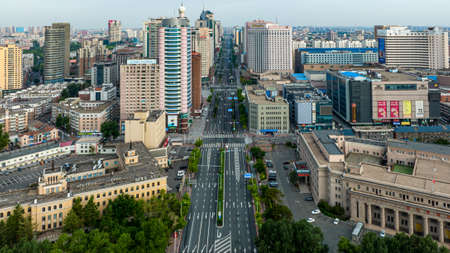 Architectural Landscape of Changchun City, China - Xi'an Road, Changchun Cityのeditorial素材