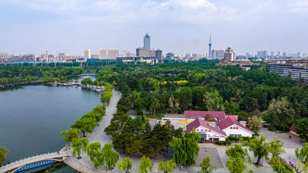 Landscape of Nanhu Park in Changchun, Chinaのeditorial素材