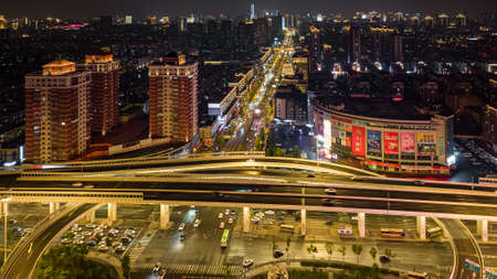 Night view of Jilin Road overpass in Changchun, Chinaのeditorial素材