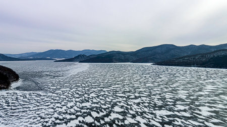 Winter scenery in Songhua Lake Scenic Area, Jilin City, Jilin Province, China