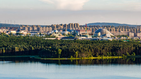 Scenery of Jingyuetan National Forest Park in Changchun, Chinaの写真素材