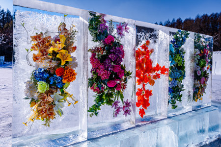 flowers blooming in iceの写真素材