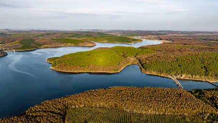 Spring scenery of Jingyuetan National Forest Park in Changchun, Chinaの写真素材