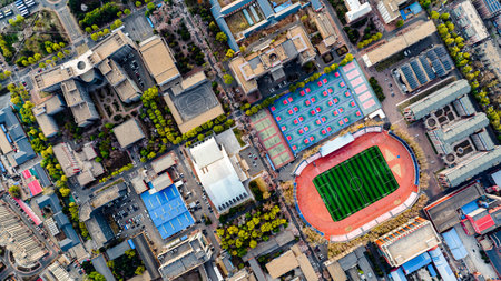 On April 22, 2024, Changchun, China, the architectural landscape of the stadium at Nanling Campus of Jilin University.のeditorial素材