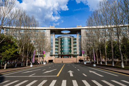 On April 22, 2024, Changchun, China, the architectural landscape of the Shaw Education Building on the Nanling Campus of Jilin University.のeditorial素材