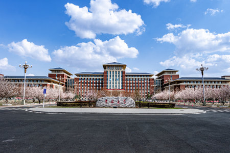 On April 22, 2024, Changchun, China, the architectural landscape of Dingxin Building on the Qianwei Campus of Jilin University.のeditorial素材