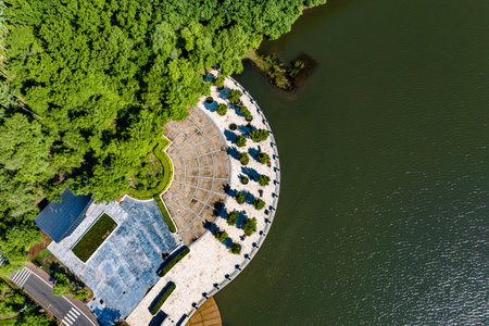 Wangtan Square Landscape of Jingyuetan National Forest Park, Changchun, China in Summerの写真素材