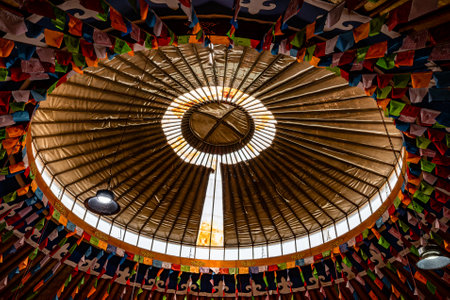 Yurt dome of Hasar nomadic tribe in Inner Mongolia, Chinaの写真素材