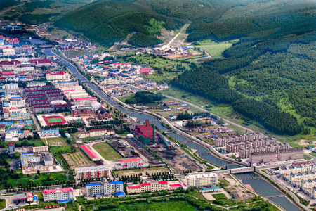 Cityscape of Arxan City, Xing'an League, Inner Mongolia, Chinaの写真素材