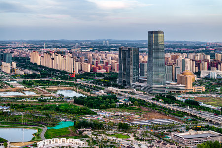 Urban architecture landscape of Changchun New Area, Chinaの写真素材