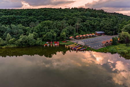 Mushroom Square, Jingyuetan National Forest Park, Changchun, Chinaの写真素材