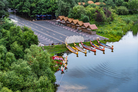 Mushroom Square, Jingyuetan National Forest Park, Changchun, Chinaの写真素材