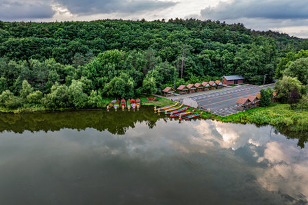 Mushroom Square, Jingyuetan National Forest Park, Changchun, Chinaの写真素材