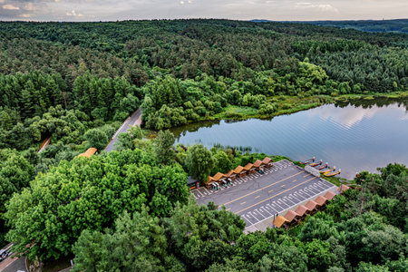 Mushroom Square, Jingyuetan National Forest Park, Changchunの写真素材
