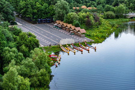 Mushroom Square, Jingyuetan National Forest Park, Changchun, Chinaの写真素材