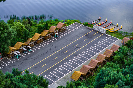 Mushroom Square, Jingyuetan National Forest Park, Changchun, Chinaの写真素材