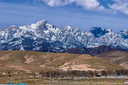 Summer scenery of the Qilian Mountains in Jiuquan, Gansu, China