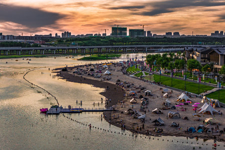 August 17, 2025, Changchun, China. Summer scenery of the Siji Nanhe River in Changchun, China.