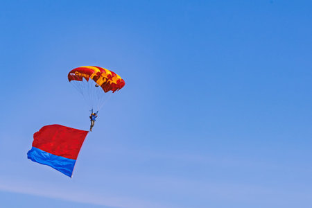 Air Force Parachute Performance at the 2025 Changchun Airshowの写真素材