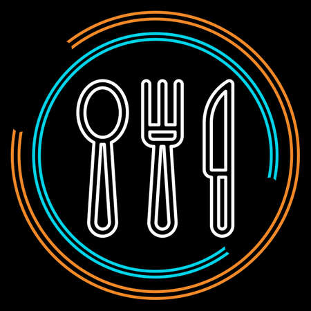 Simple Knife, Fork and Spoon Thin Line Vector Icon. Editable Stroke.のイラスト素材