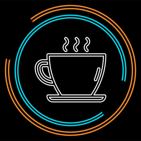 coffee cup icon, coffee mug, hot drink espresso. Thin line pictogram - outline strokeのイラスト素材