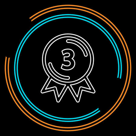 award winner - Third place prize, vector competition badge. Thin line pictogram - outline strokeのイラスト素材