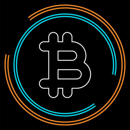 Bit coin icon, vector currency sign, bitcoin. Thin line pictogram - outline strokeのイラスト素材