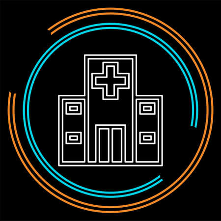 vector hospital building illustration - medical care symbol. Thin line pictogram - outline strokeのイラスト素材