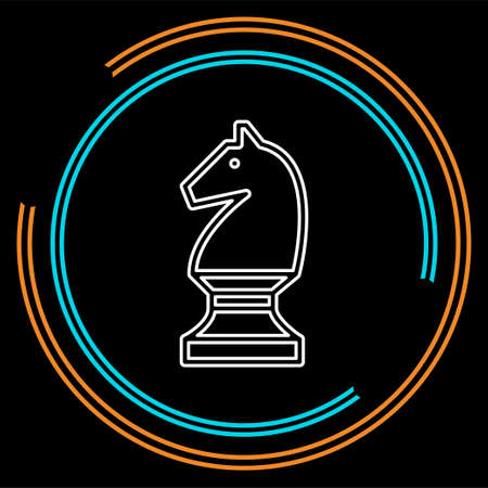 vector Chess game horse illustration - chess game, strategy. Thin line pictogram - outline strokeのイラスト素材