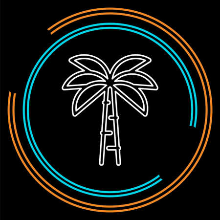 vector palm tree illustration - travel icon - plant nature leaf isolated. Thin line pictogram - outline strokeのイラスト素材