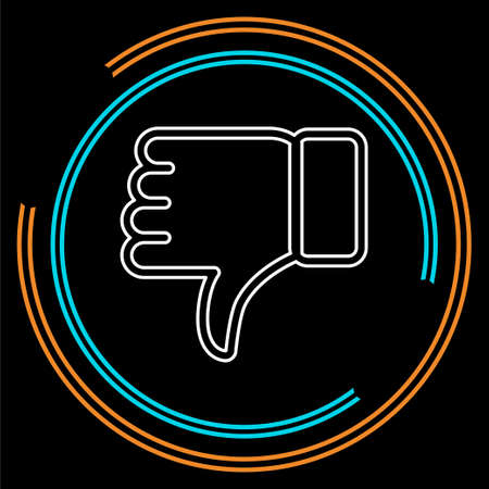 Dislike icon - thumb down button, bad symbol - negative illustration. Thin line pictogram - outline strokeのイラスト素材