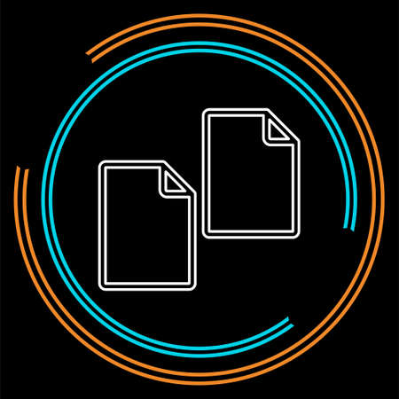 Copy or Duplicate document icon - web page symbol - office file format. Thin line pictogram - outline strokeのイラスト素材