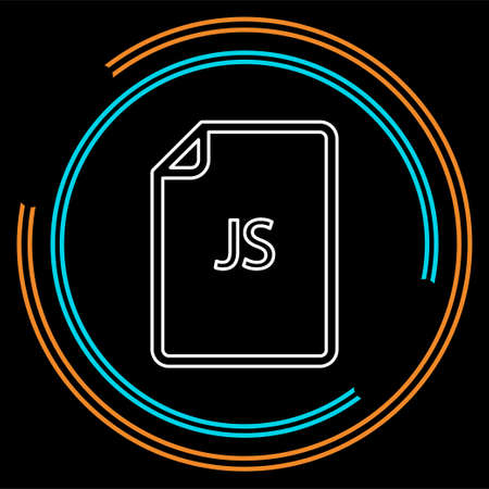 download JS document icon - vector file format symbol. Thin line pictogram - outline strokeのイラスト素材