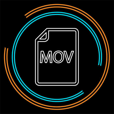 download MOV document icon - vector file format symbol. Thin line pictogram - outline strokeのイラスト素材