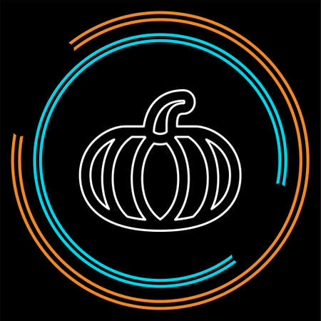 vector pumpkin illustration, vegetarian nutrition symbol - fresh, healthy and organic. Thin line pictogram - outline strokeのイラスト素材