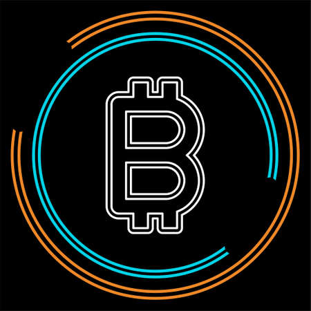 bitcoin illustration isolated, money symbol - vector bitcoin, cash payment. Thin line pictogram - outline strokeのイラスト素材