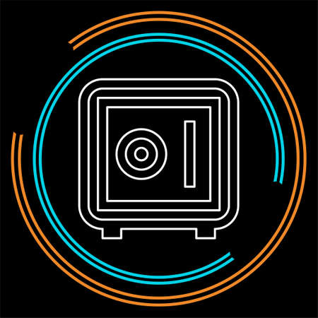 safe box icon - vector security illustration - wealth protection - money saving. Thin line pictogram - outline strokeのイラスト素材