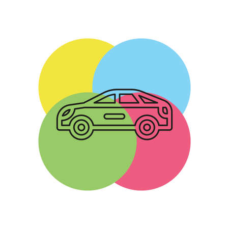 Simple Car. Thin line pictogram - outline strokeのイラスト素材