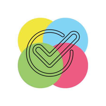 Simple Check. Thin line pictogram - outline strokeのイラスト素材