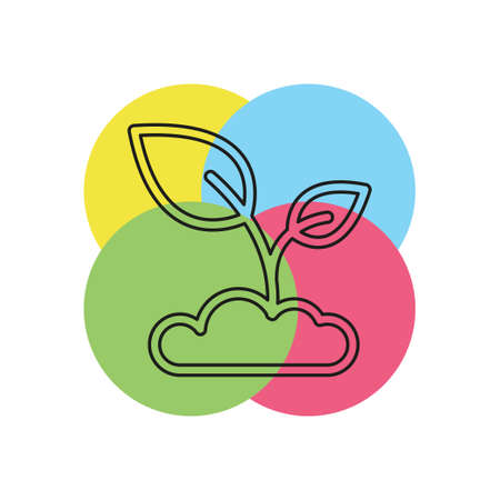 Seedling icon vector, growing tree, green agriculture. Thin line pictogram - outline strokeのイラスト素材
