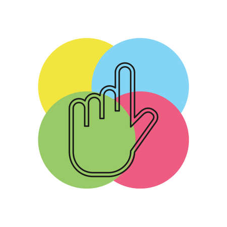 vector hand cursor illustration - mouse pointer symbol isolated. Thin line pictogram - outline strokeのイラスト素材